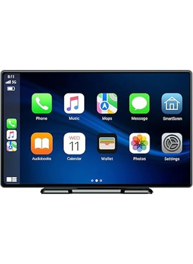 LAMTTO Lamto 9 Inch Wireless Car Stereo Portable Touch Screen Apple CarPlay Android Auto Bluetooth GPS Navigation AirPlay Mirror Link AUX FM for All Vehicles Black - Image 1